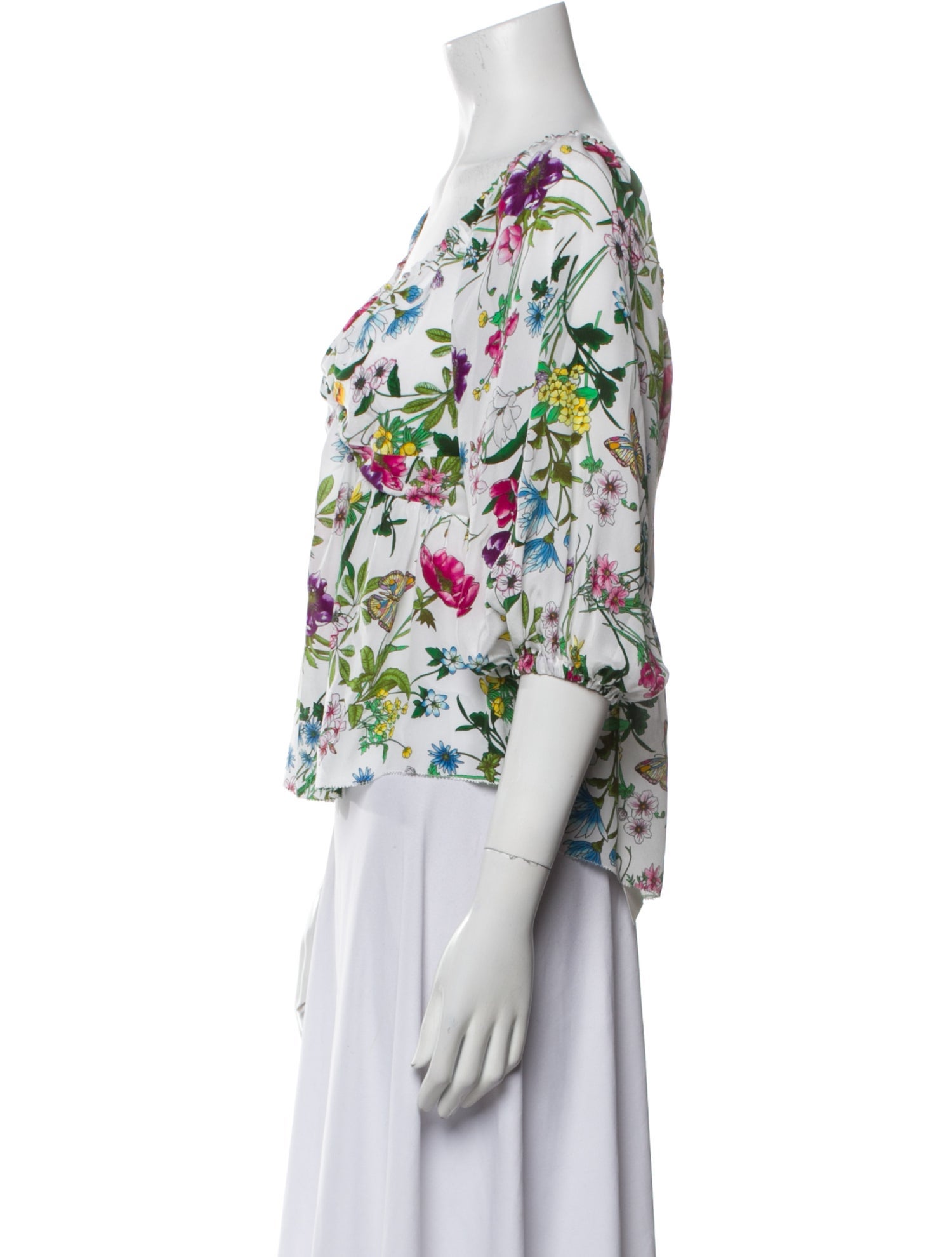 L'Agence Silk Floral Print Blouse