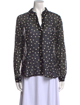 L'Agence Polka Dot Print Long Sleeve Button-Up Top
