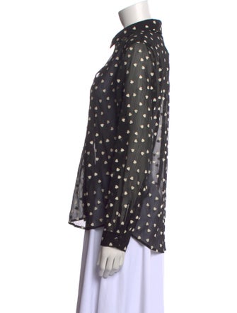 L'Agence Polka Dot Print Long Sleeve Button-Up Top