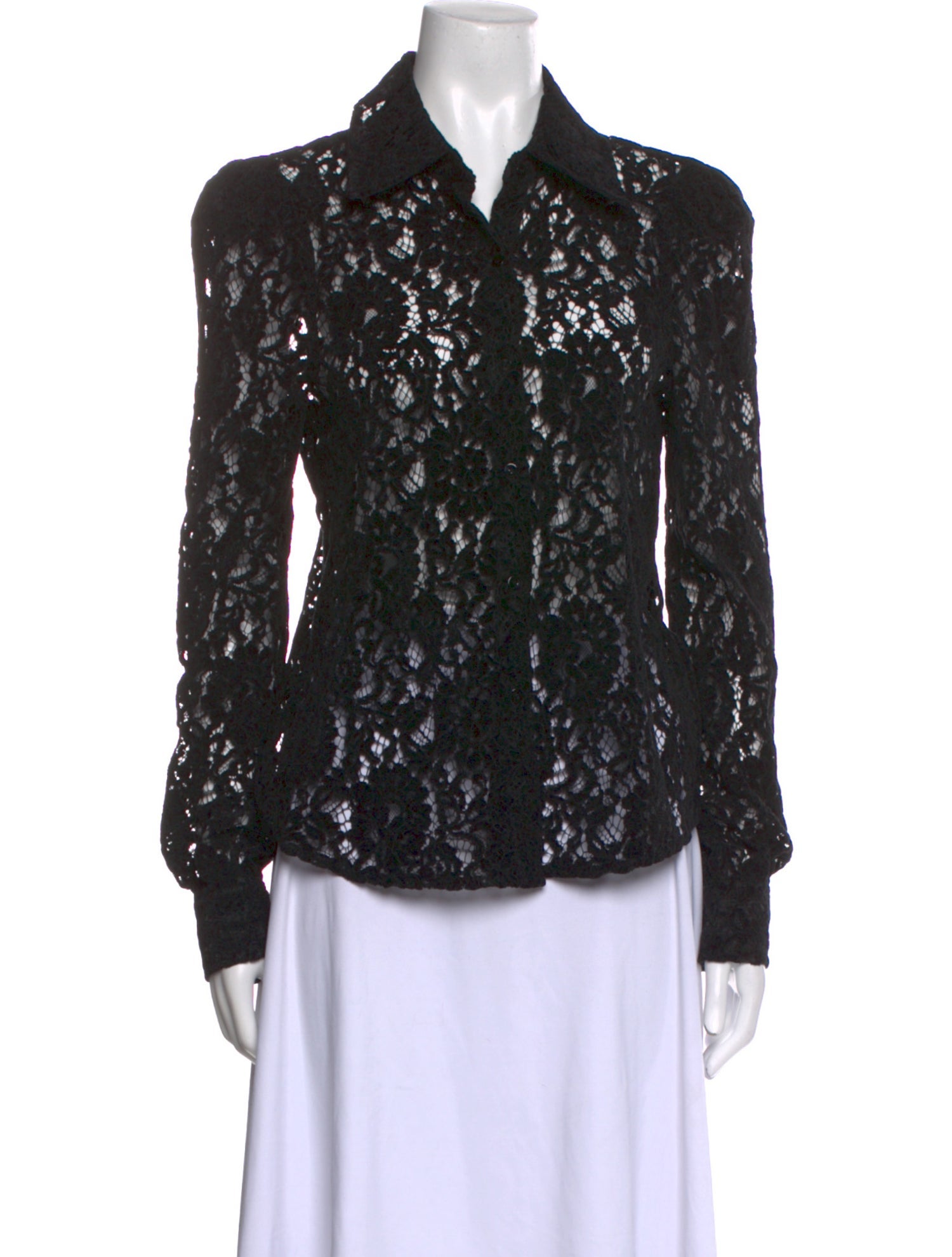 L'Agence Lace Pattern Long Sleeve Button-Up Top w/ Tags
