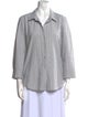 L'Agence Striped Three-Quarter Sleeve Button-Up Top