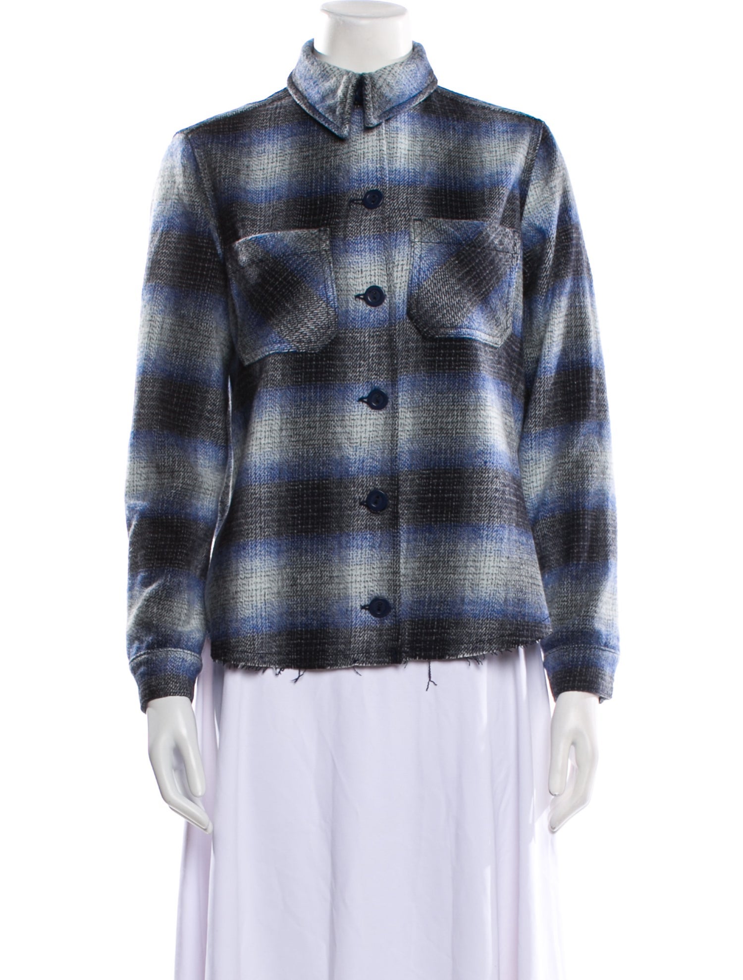 L'Agence Wool Plaid Print Jacket