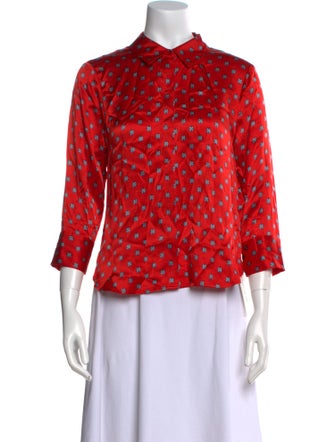 L'Agence Silk Printed Button-Up Top