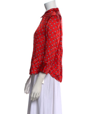L'Agence Silk Printed Button-Up Top