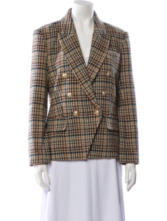 L'Agence Wool Plaid Print Blazer