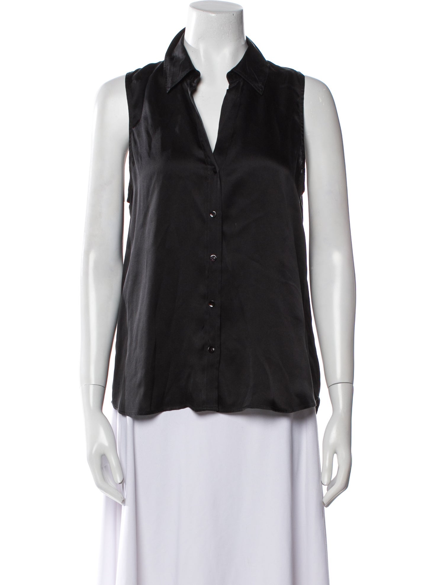 L'Agence Silk V-Neck Button-Up Top