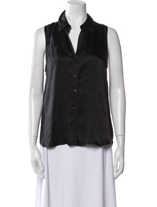L'Agence Silk V-Neck Button-Up Top