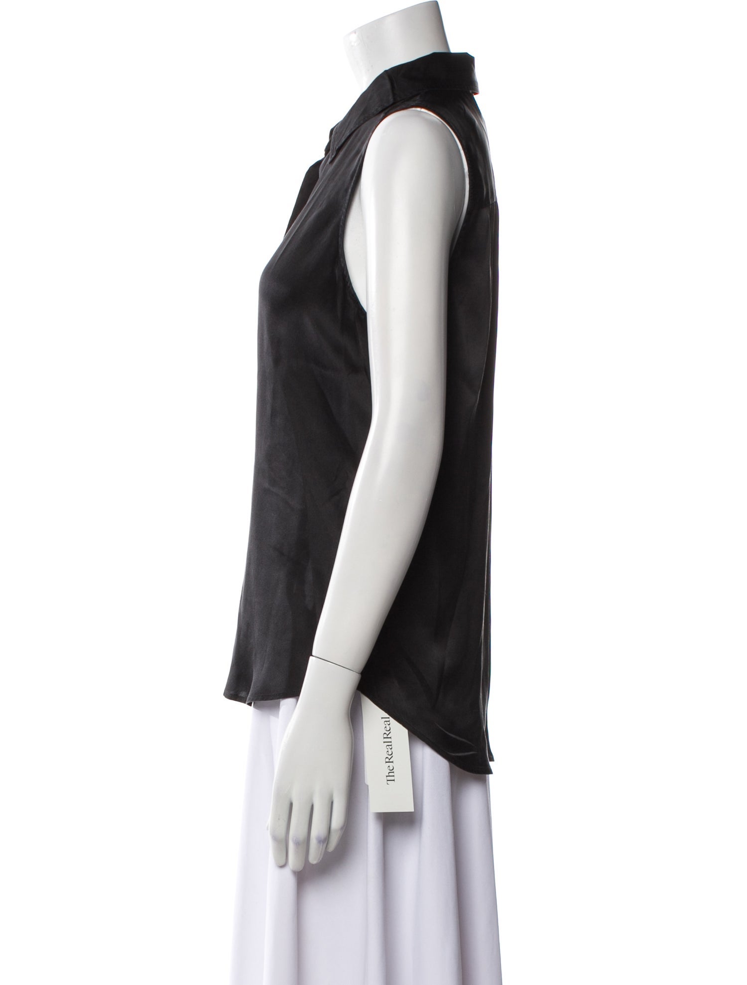 L'Agence Silk V-Neck Button-Up Top