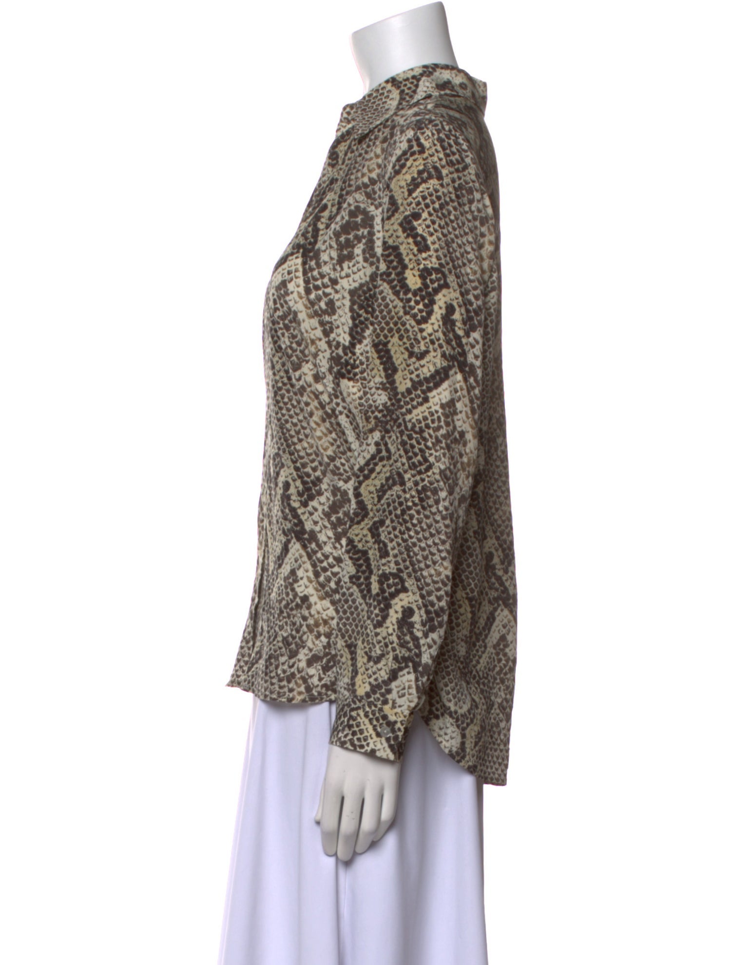 L'Agence Silk Animal Print Button-Up Top