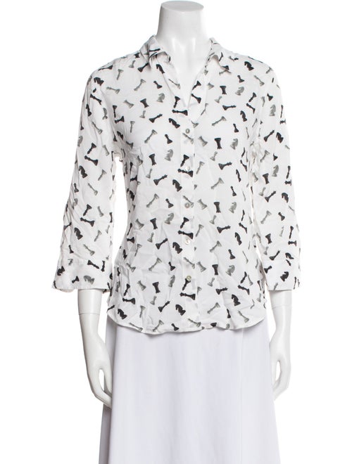 L'Agence Patterned Three-Quarter Sleeve Button-Up Top