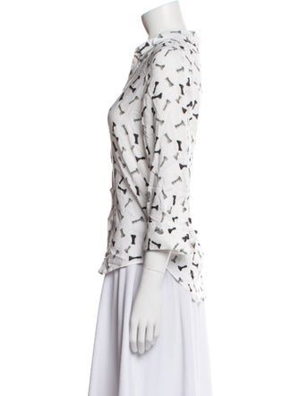 L'Agence Patterned Three-Quarter Sleeve Button-Up Top