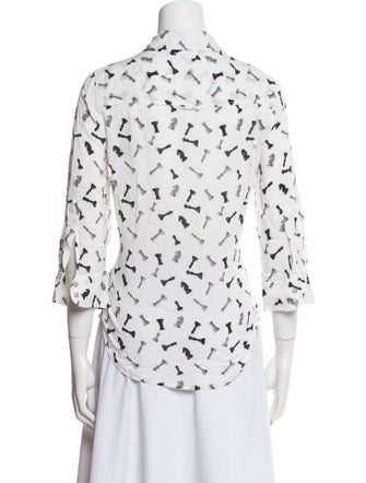 L'Agence Patterned Three-Quarter Sleeve Button-Up Top