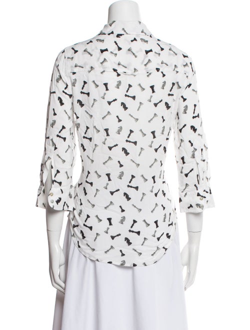 L'Agence Patterned Three-Quarter Sleeve Button-Up Top