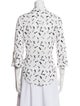 L'Agence Patterned Three-Quarter Sleeve Button-Up Top