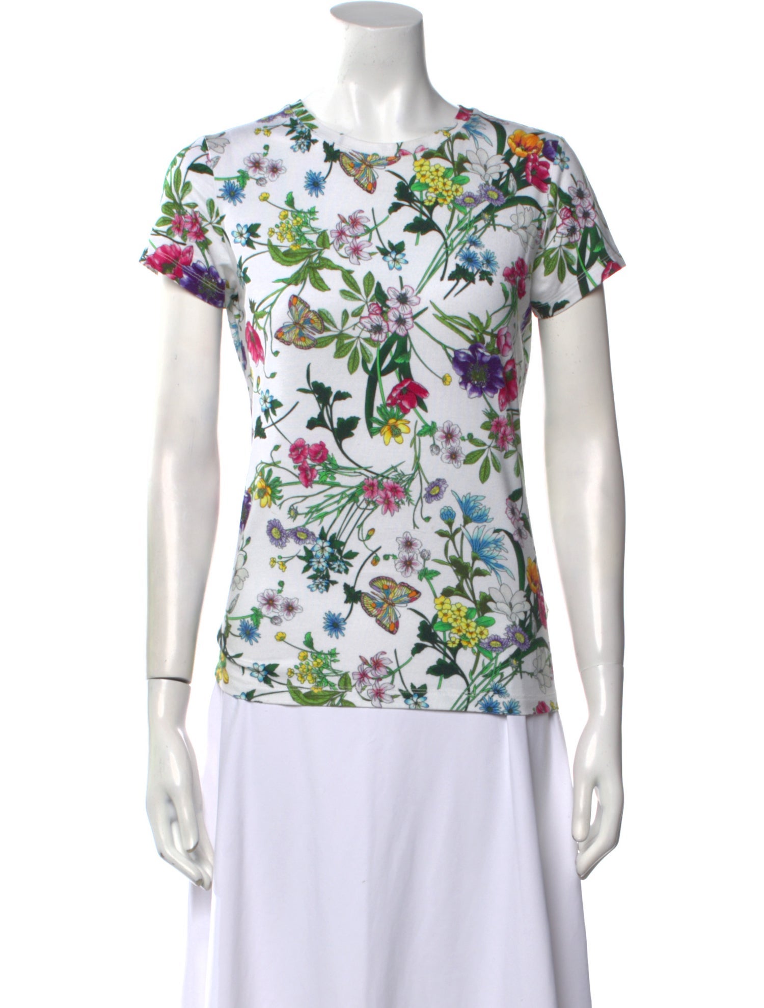L'Agence Floral Print Crew Neck T-Shirt
