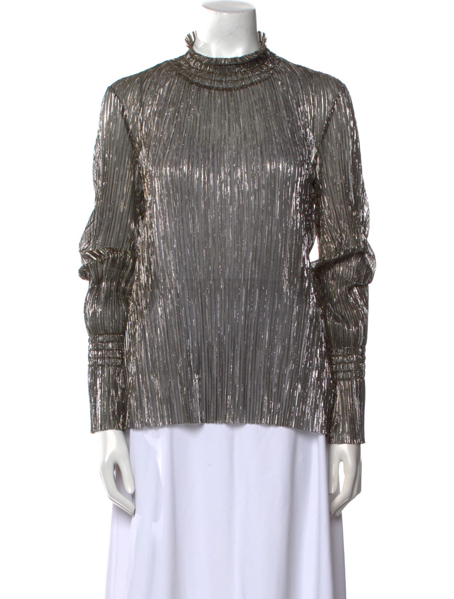 L'Agence Printed Mock Neck Blouse