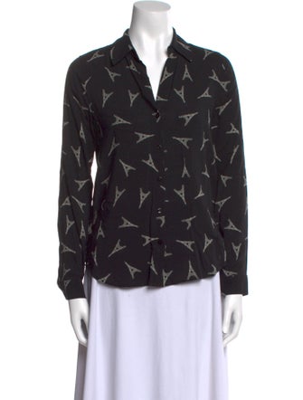 L'Agence Printed Long Sleeve Button-Up Top