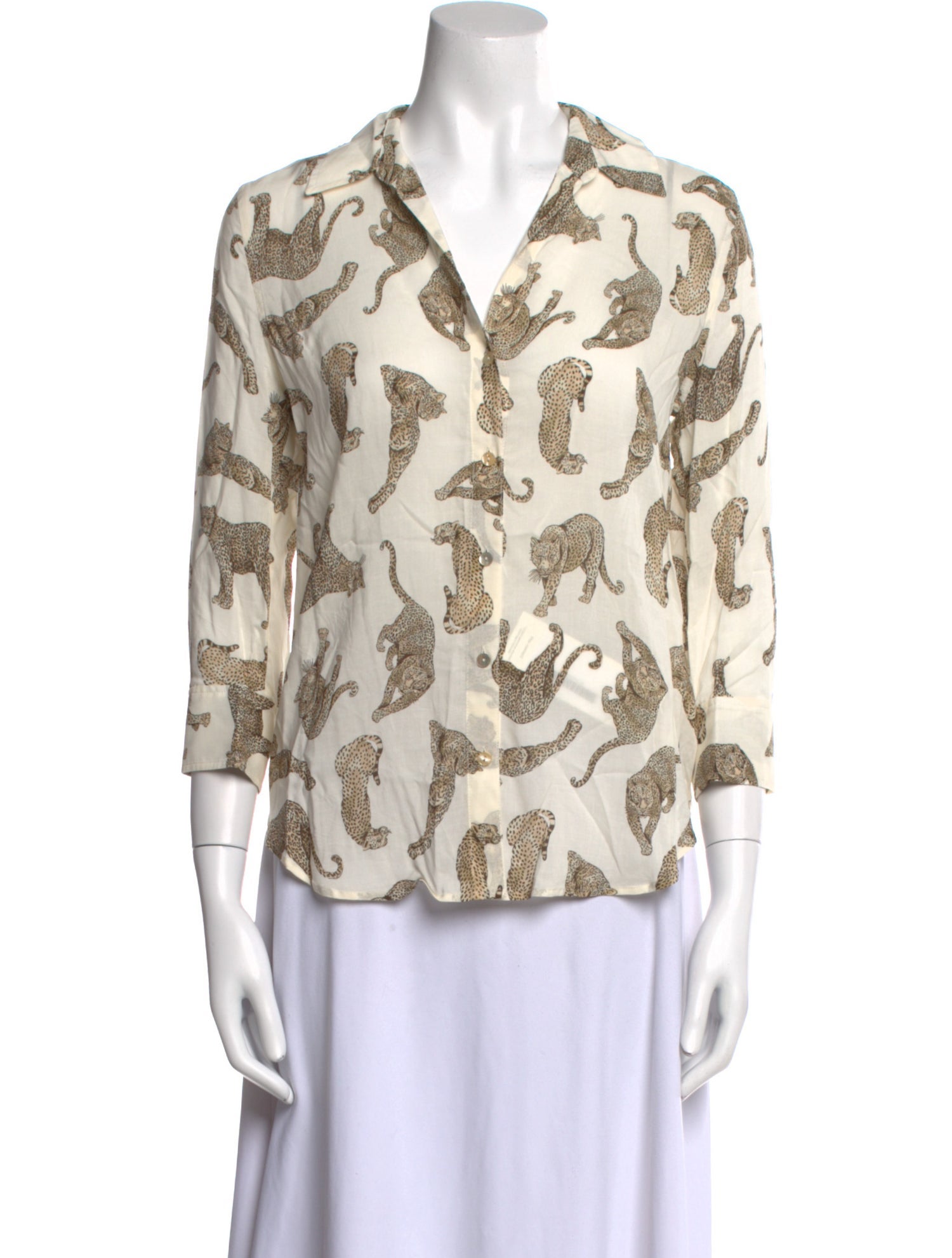 L'Agence Printed V-Neck Blouse w/ Tags