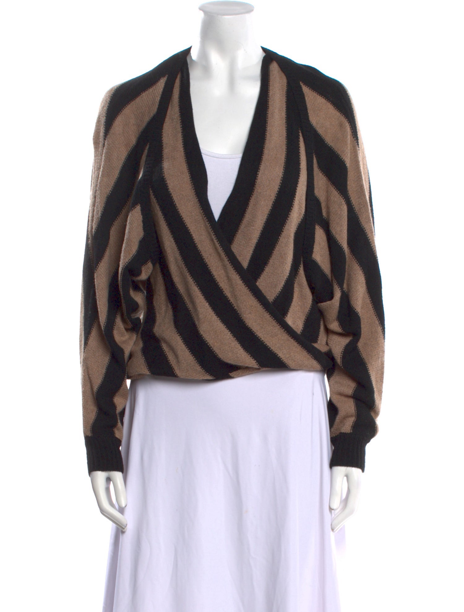 L'Agence Striped V-Neck Sweater