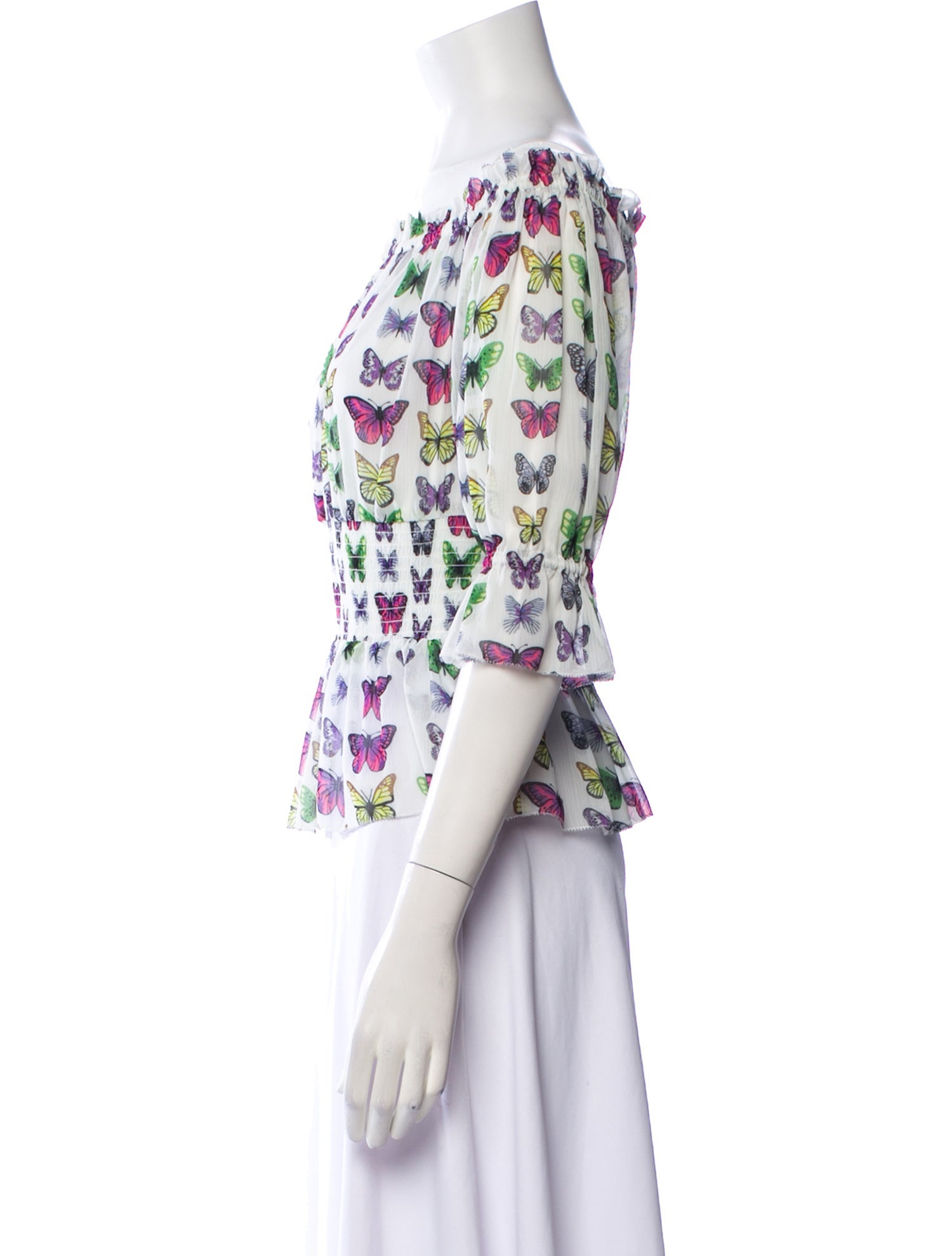 L'Agence Floral Print Off-The-Shoulder Blouse