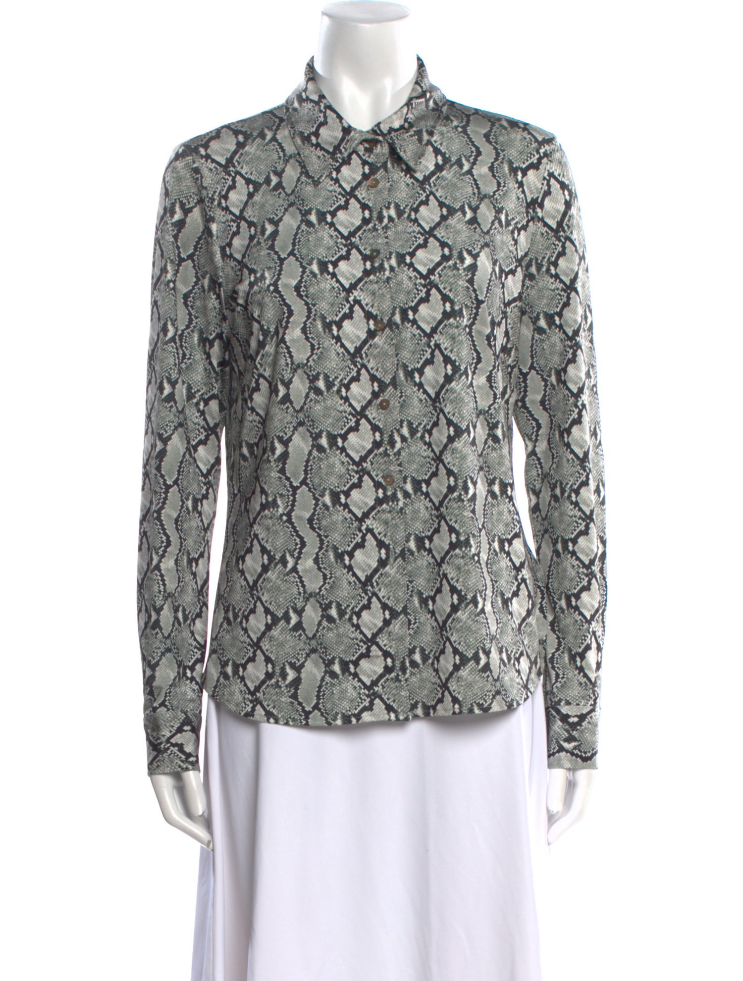 L'Agence Printed Long Sleeve Button-Up Top