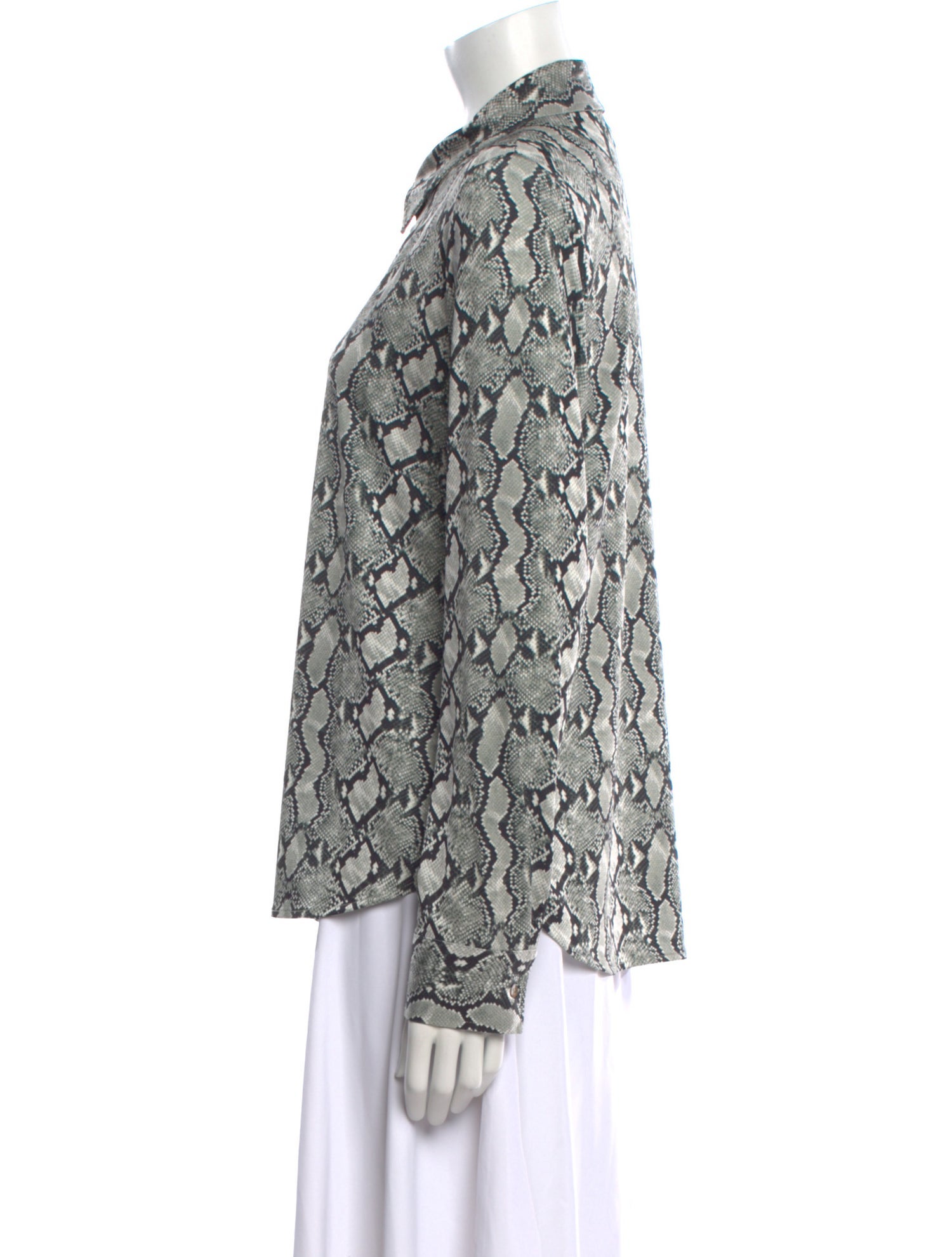 L'Agence Printed Long Sleeve Button-Up Top