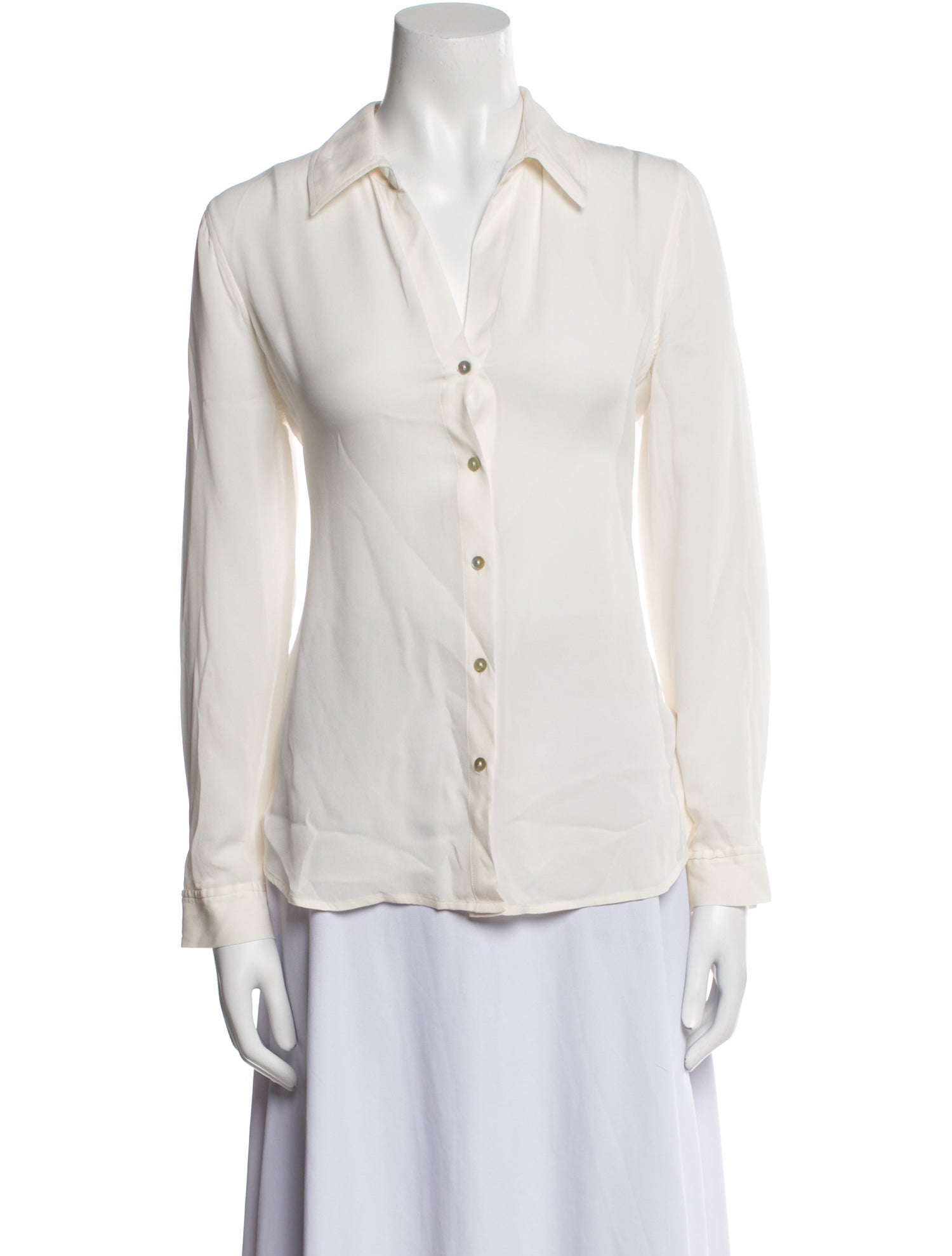 L'Agence Silk Long Sleeve Button-Up Top