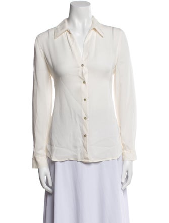 L'Agence Silk Long Sleeve Button-Up Top