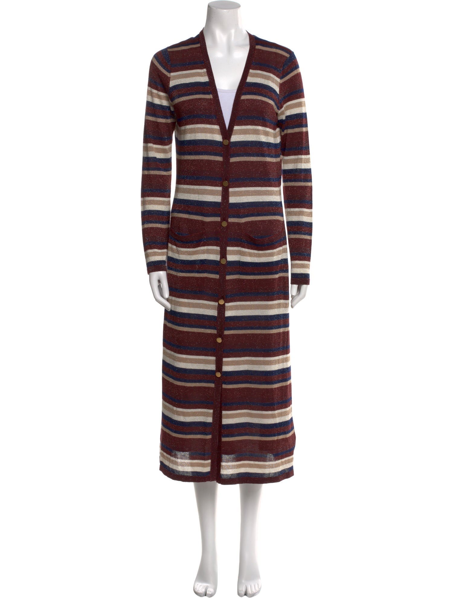 L'Agence Striped V-Neck Sweater