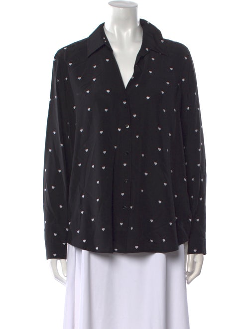 L'Agence Silk Printed Button-Up Top