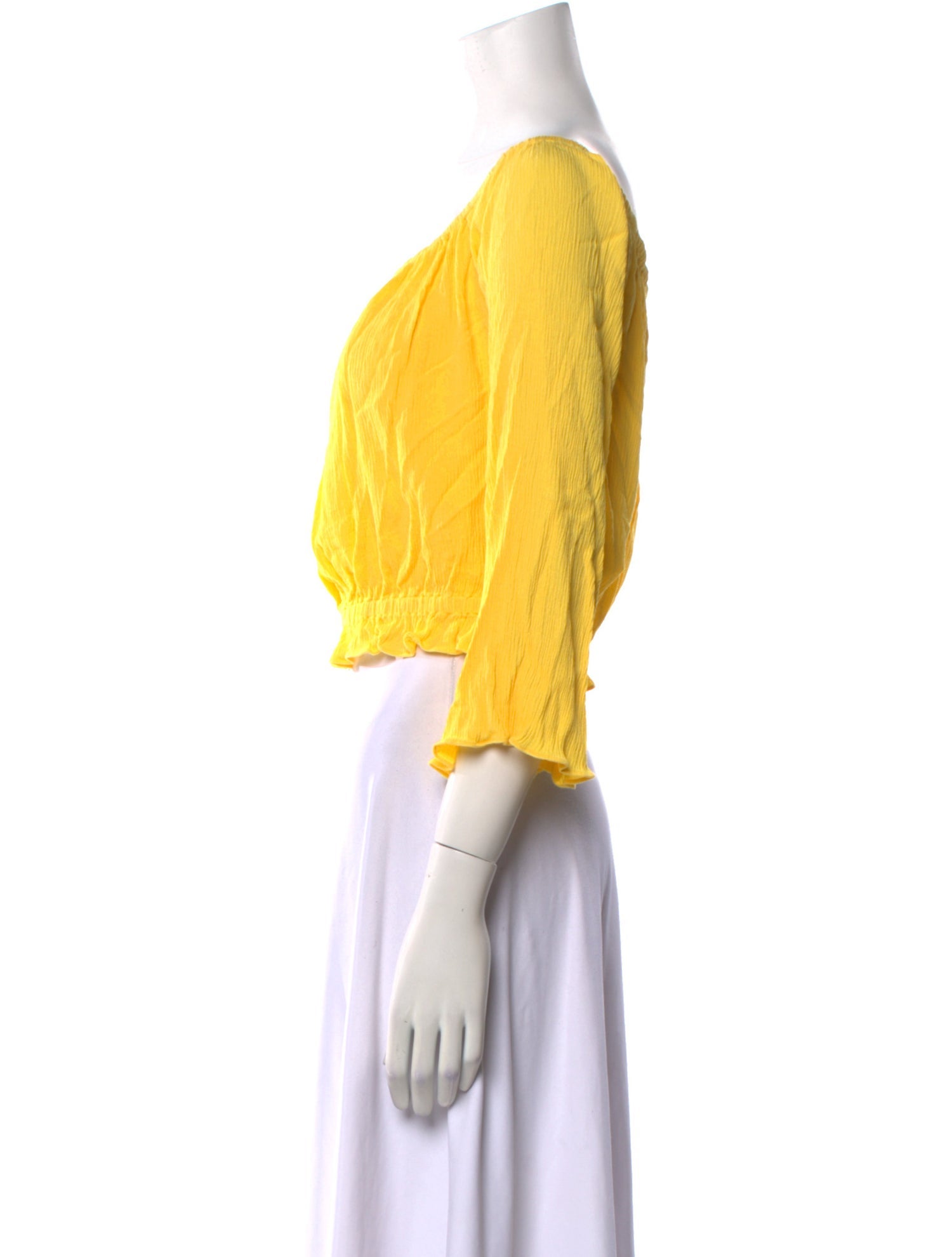 L'Agence Scoop Neck Three-Quarter Sleeve Crop Top