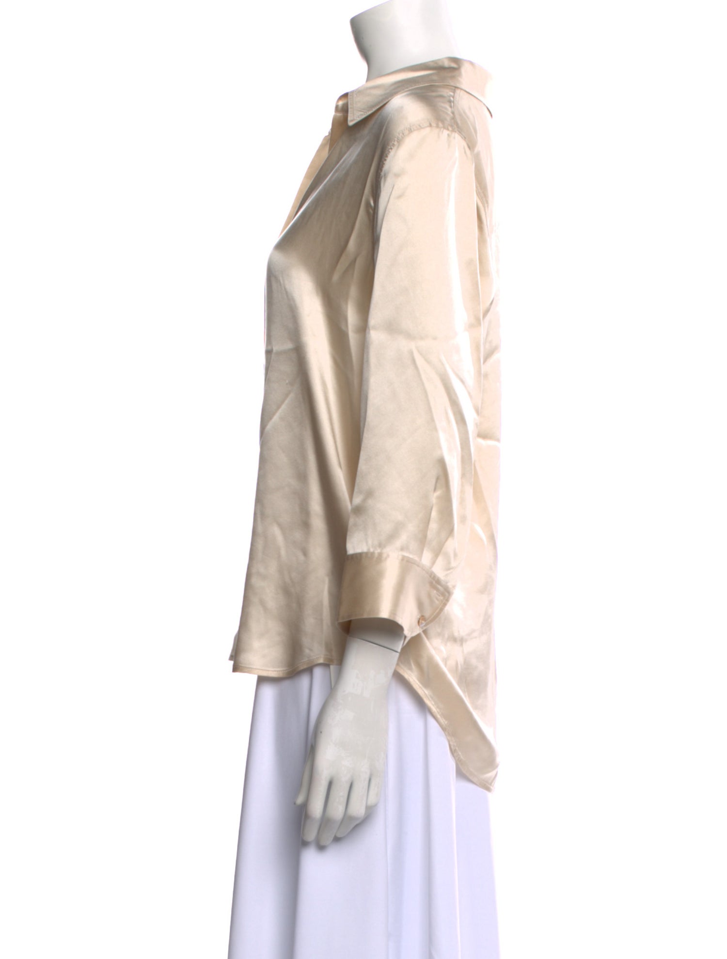 L'Agence Silk V-Neck Button-Up Top