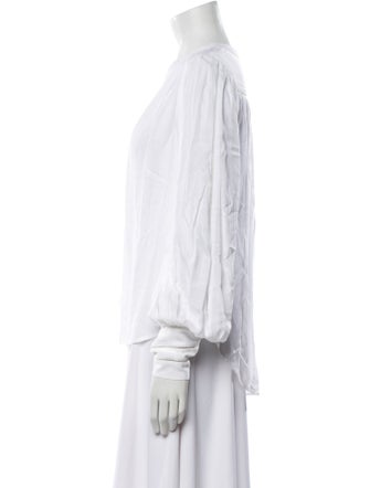 L'Agence Linen V-Neck Button-Up Top