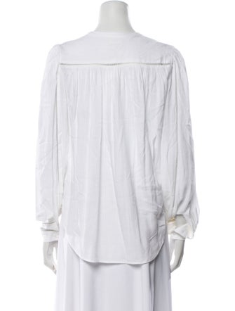 L'Agence Linen V-Neck Button-Up Top