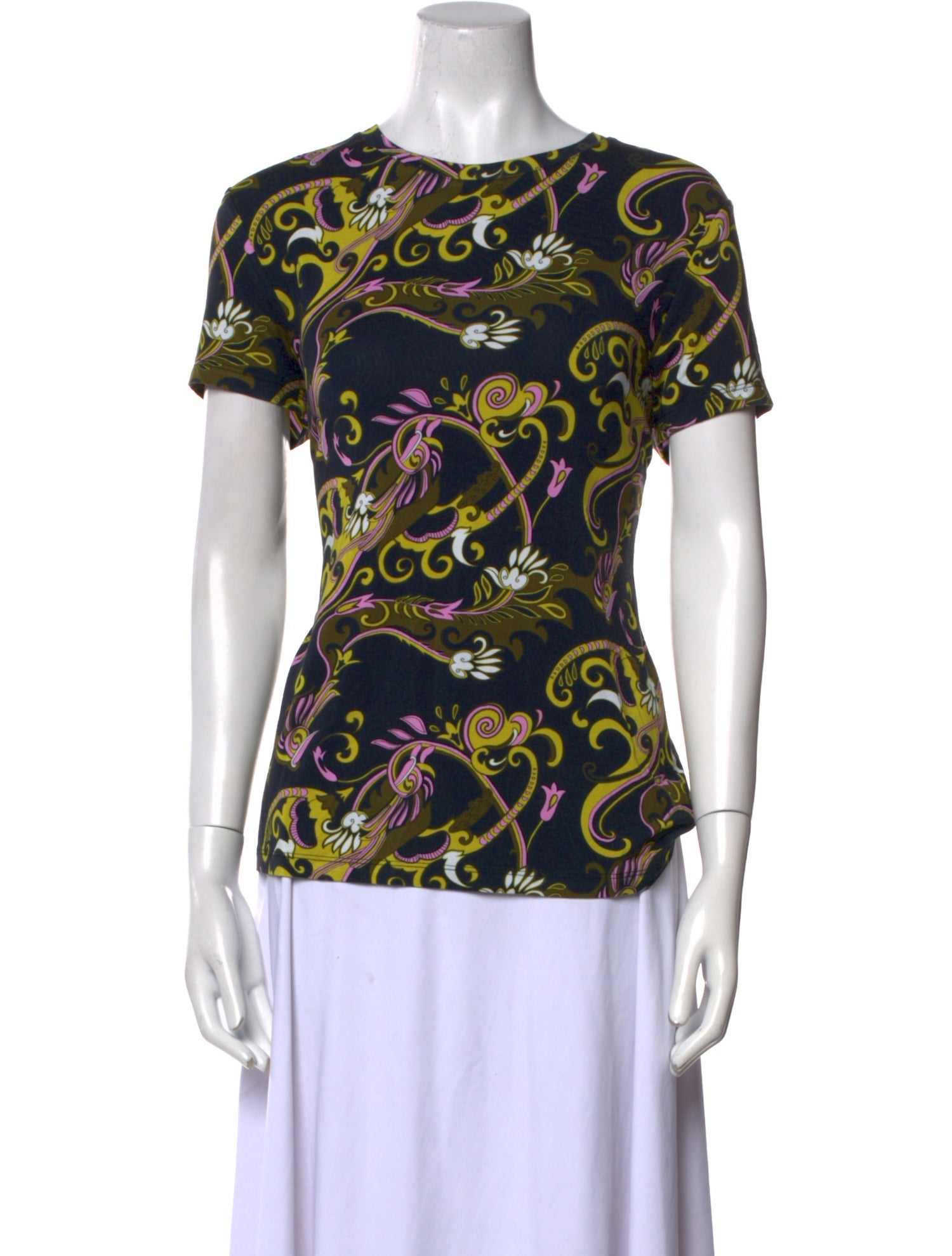 L'Agence Silk Printed T-Shirt