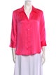 L'Agence Silk Three-Quarter Sleeve Button-Up Top