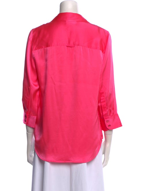L'Agence Silk Three-Quarter Sleeve Button-Up Top