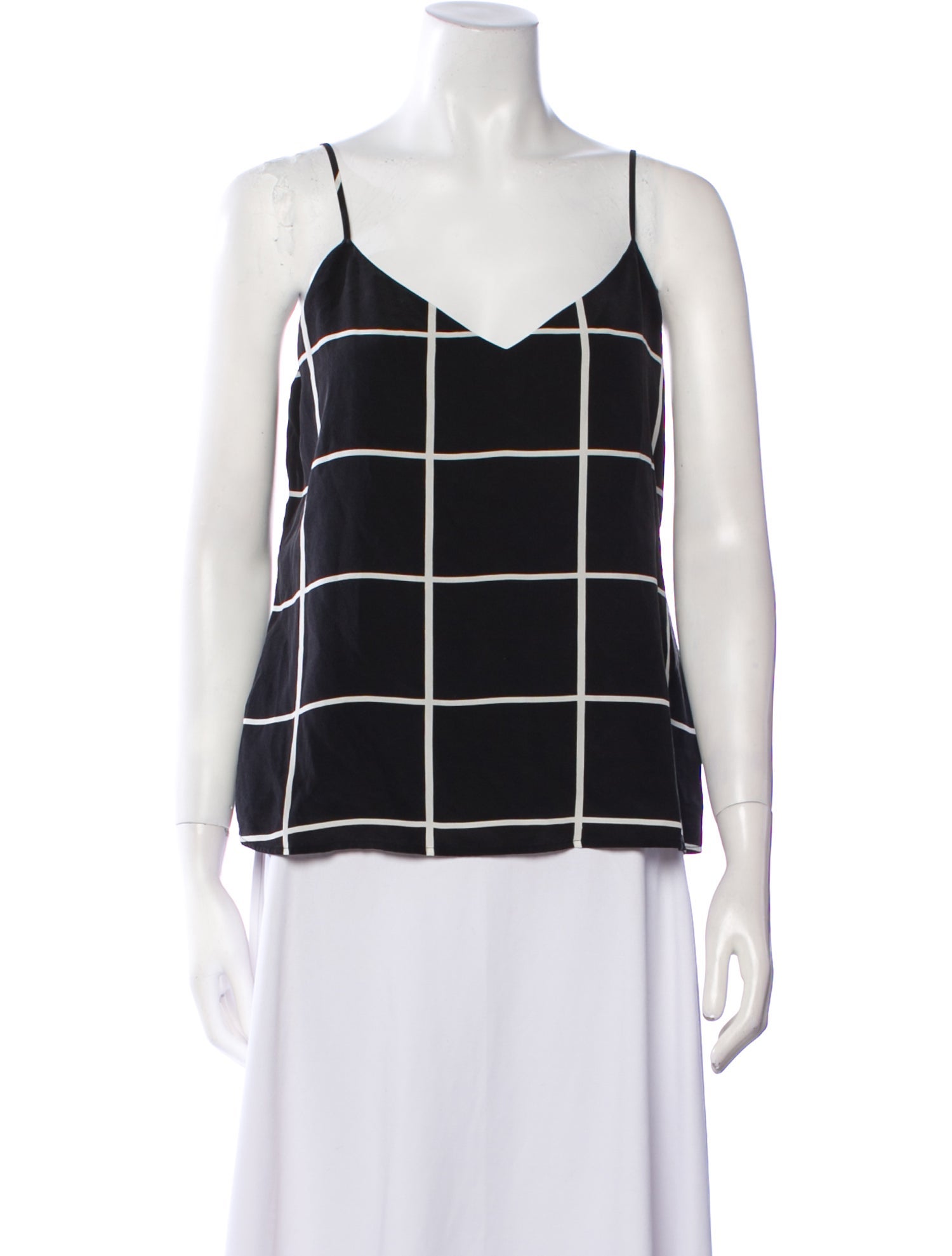 L'Agence Silk Plaid Print Top