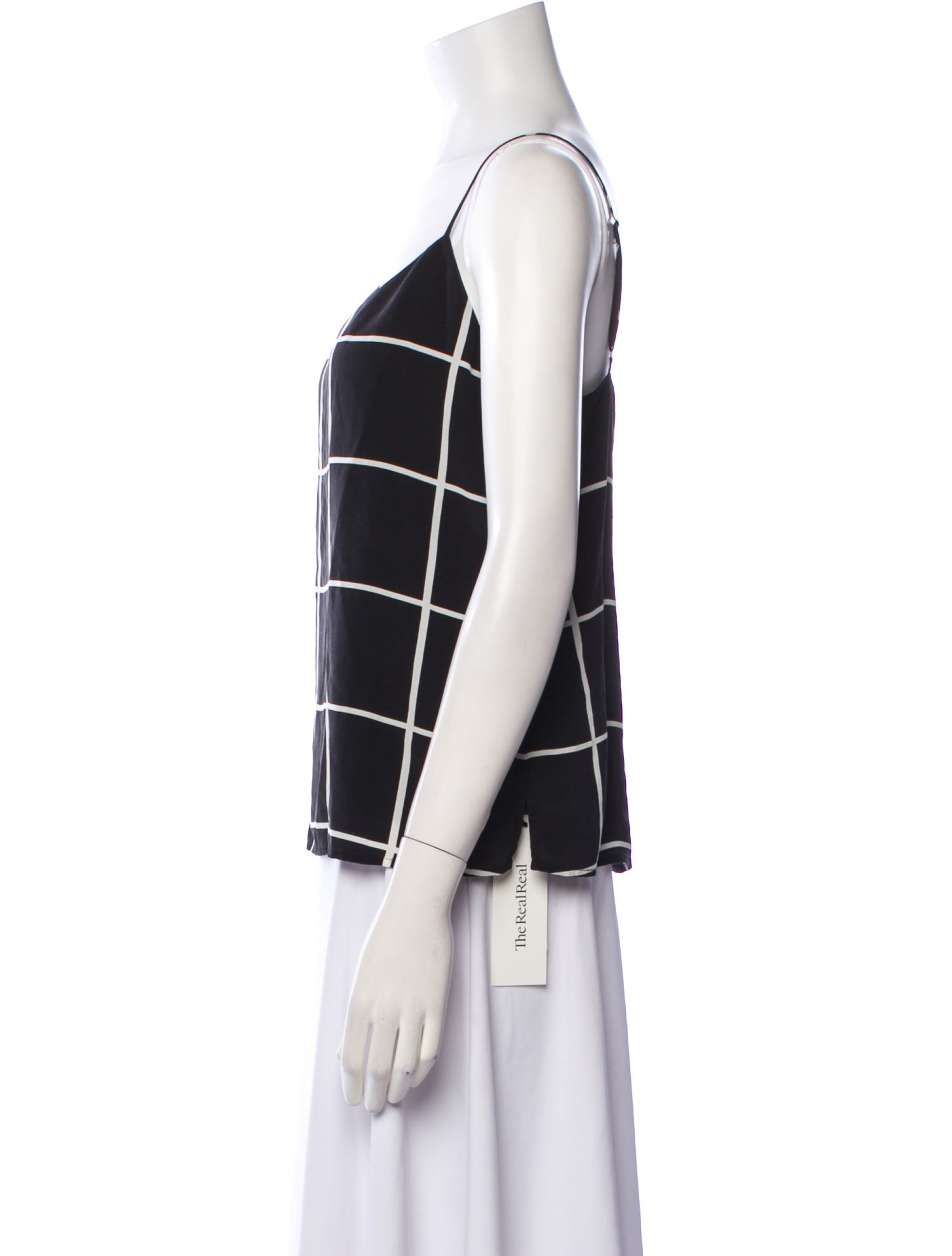 L'Agence Silk Plaid Print Top