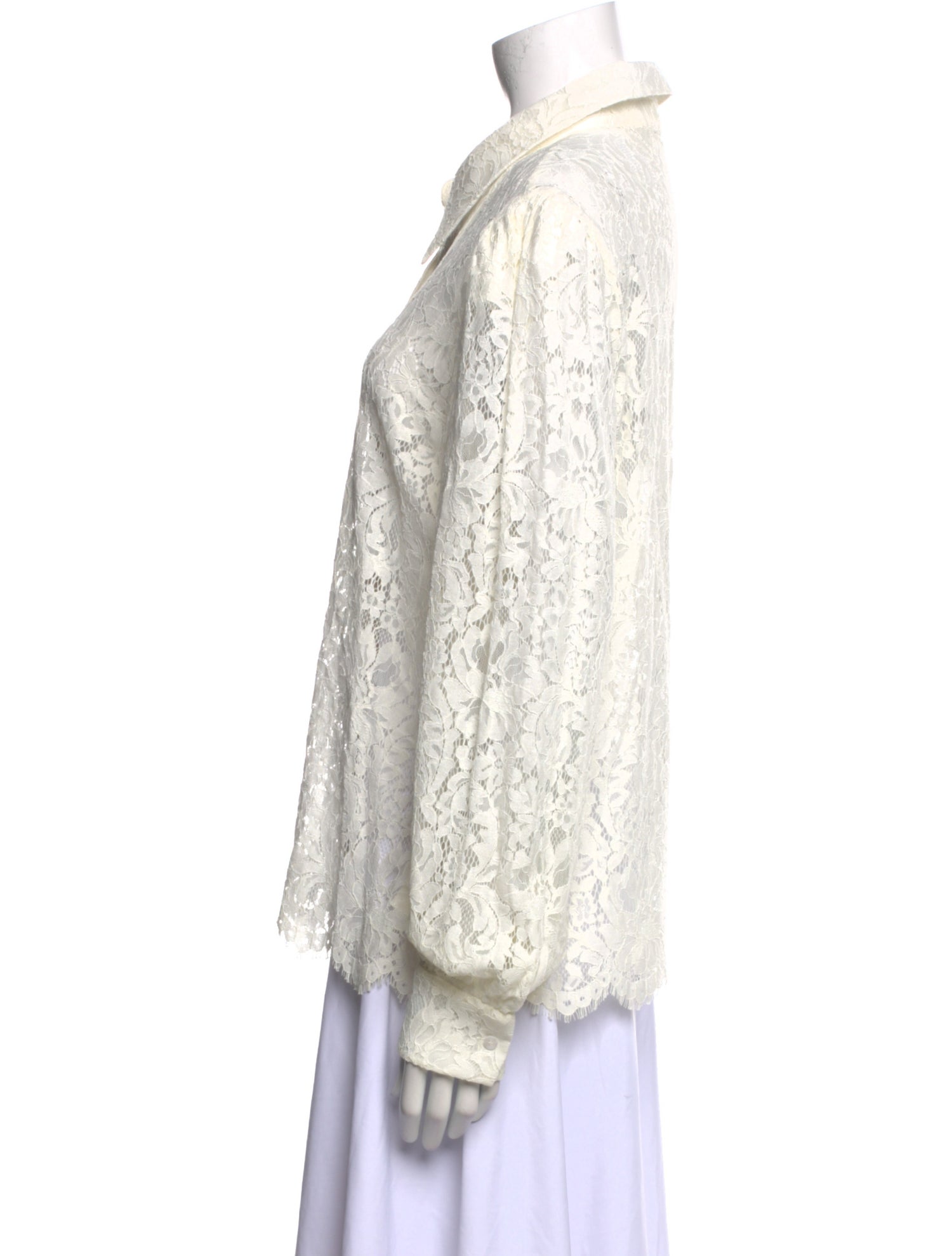 L'Agence Lace Pattern Long Sleeve Button-Up Top