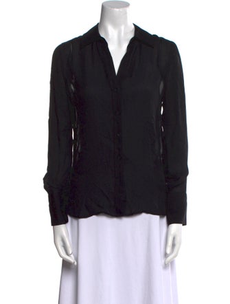 L'Agence Silk Long Sleeve Button-Up Top