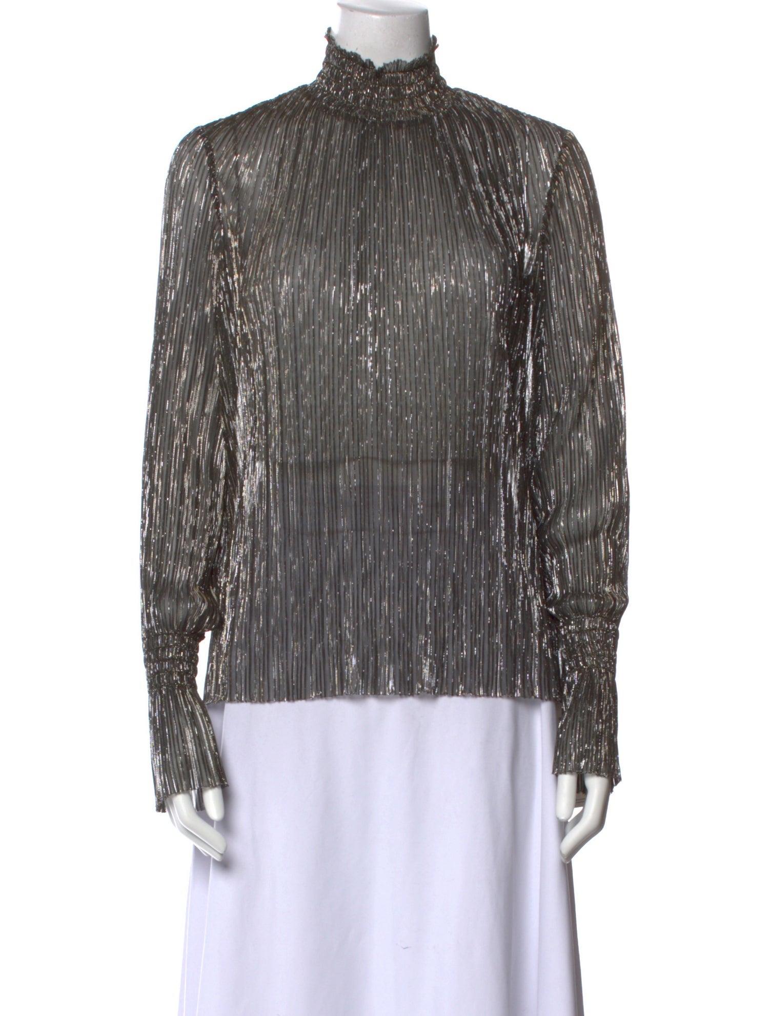 L'Agence Printed Mock Neck Blouse