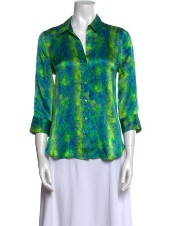L'Agence Silk Printed Button-Up Top