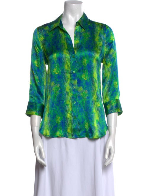 L'Agence Silk Printed Button-Up Top
