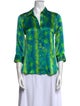 L'Agence Silk Printed Button-Up Top