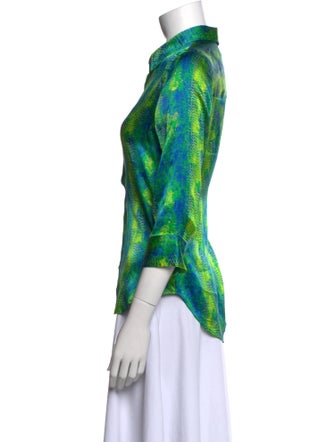 L'Agence Silk Printed Button-Up Top