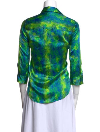 L'Agence Silk Printed Button-Up Top