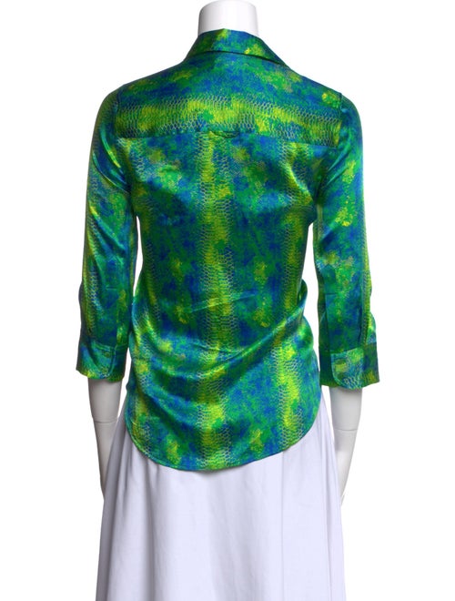 L'Agence Silk Printed Button-Up Top