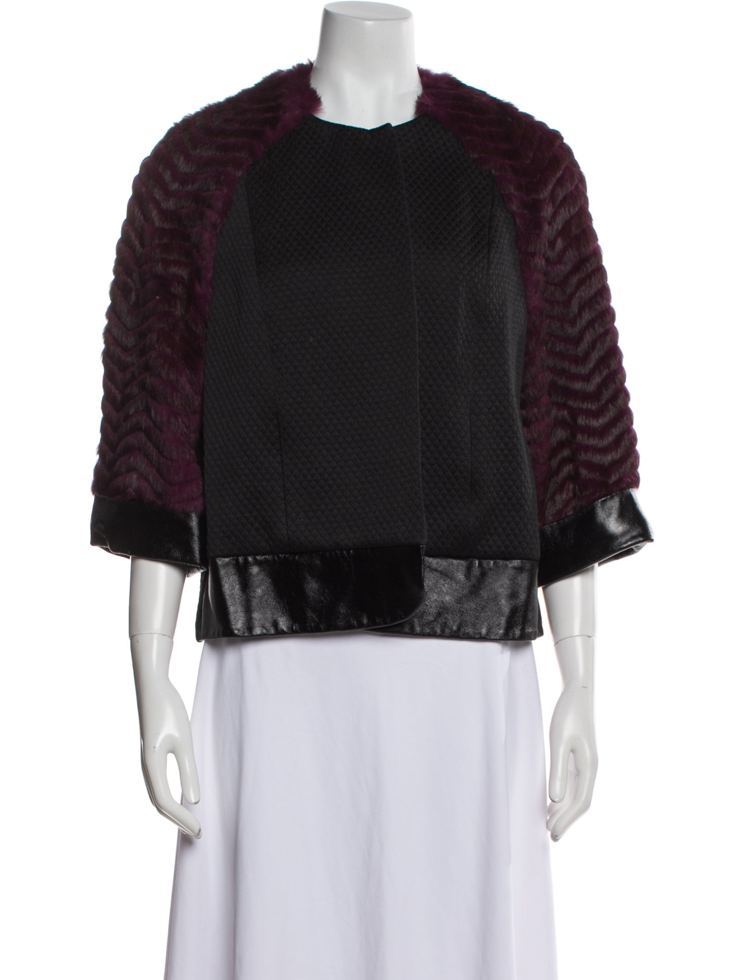 L'Agence Colorblock Pattern Faux Fur Jacket