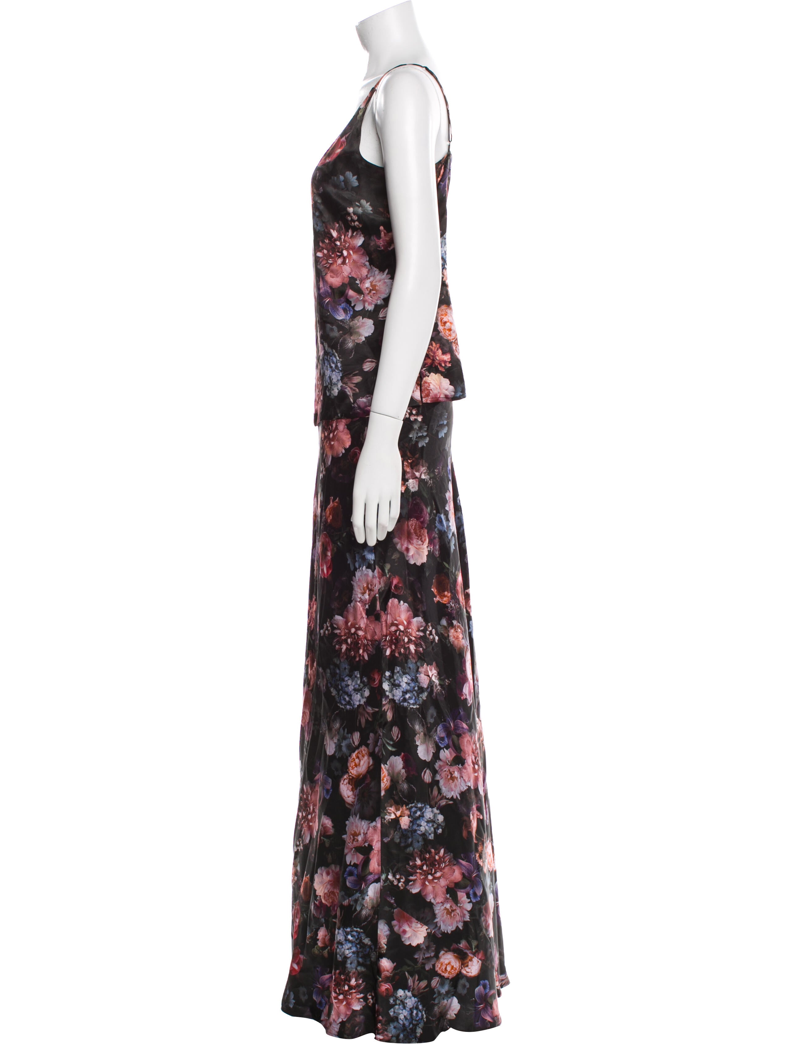 L'Agence Silk Floral Print Skirt Set